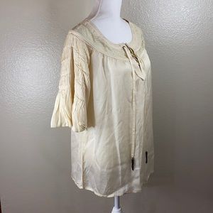 Sundance Cream Lace Up Tunic - Medium